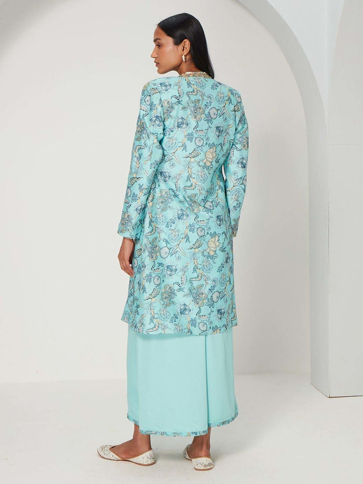 Ancestry Maya Blue Floral Print Jacket