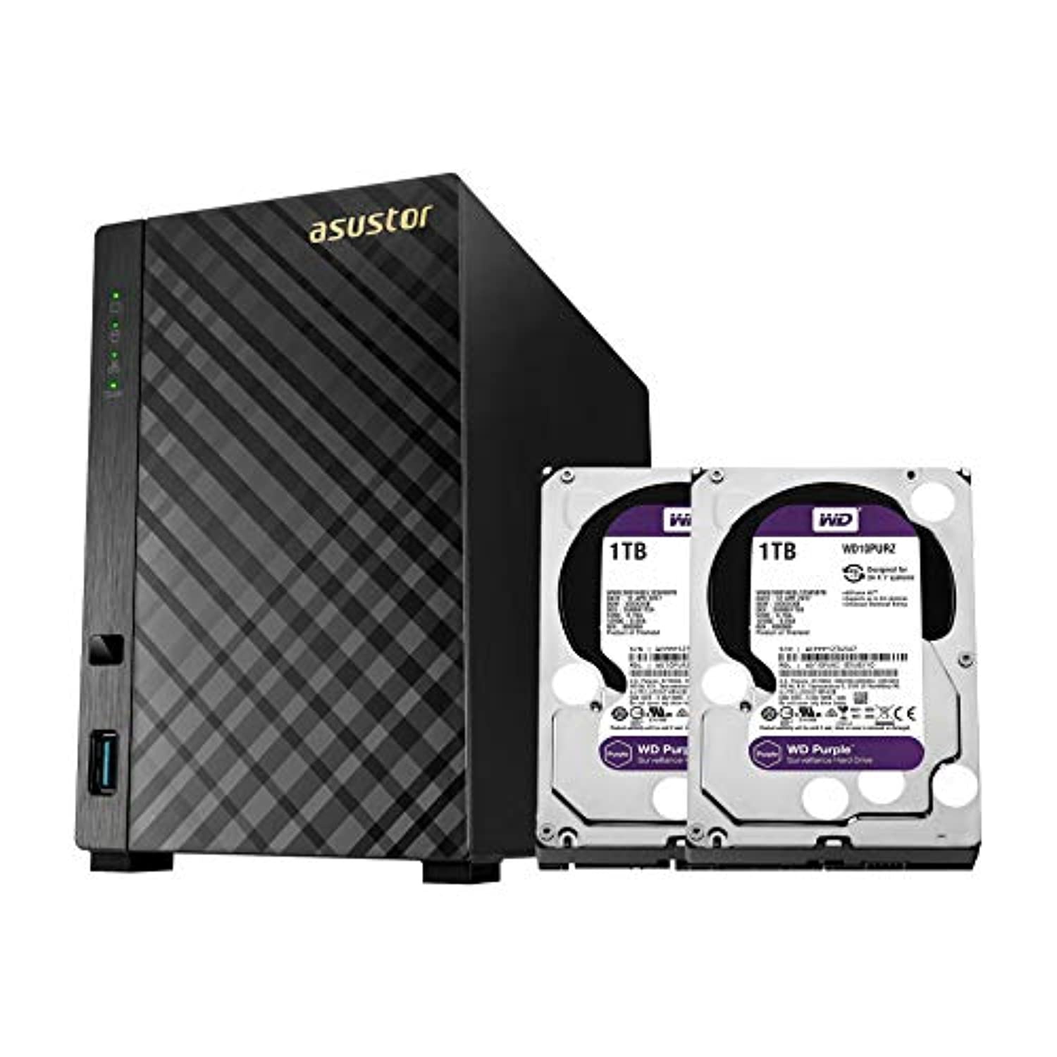 Asustor NAS AS1002T v2 + 2TB HDD (Two 1TB HDD Included)