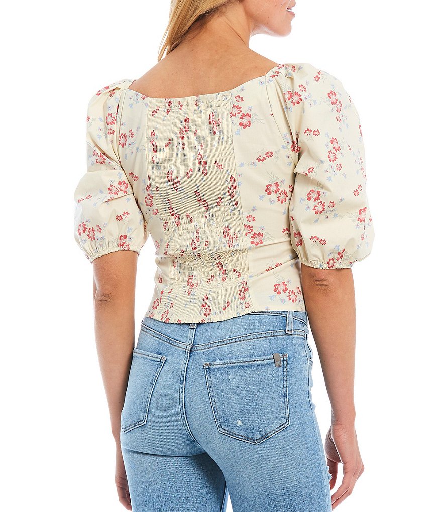 WAYF Double Ruffle V-Neck Peplum Top