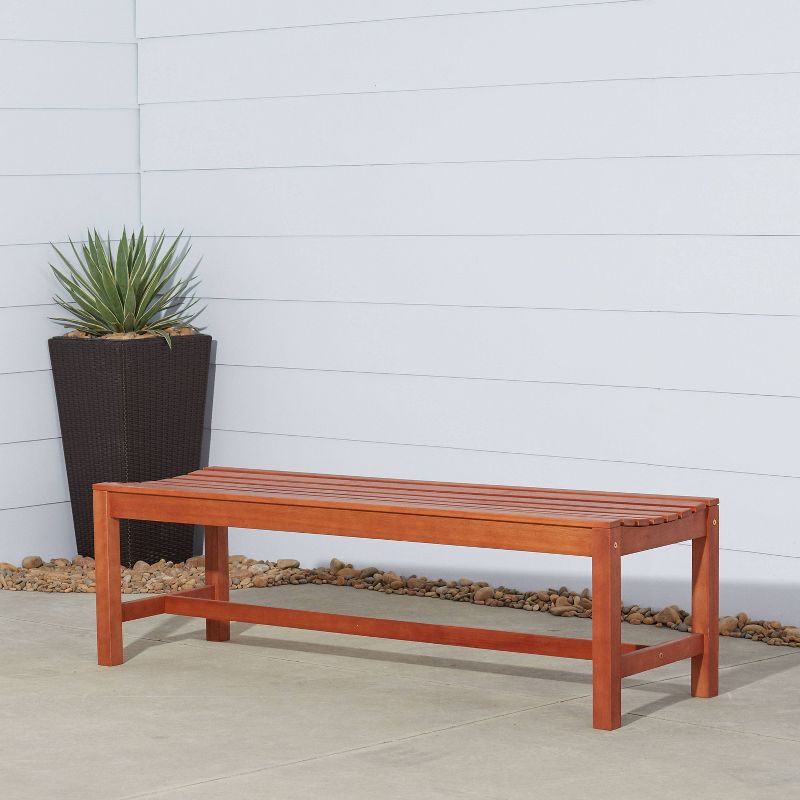 5ft Wood Backless Garden Patio Bench Brown - Vifah