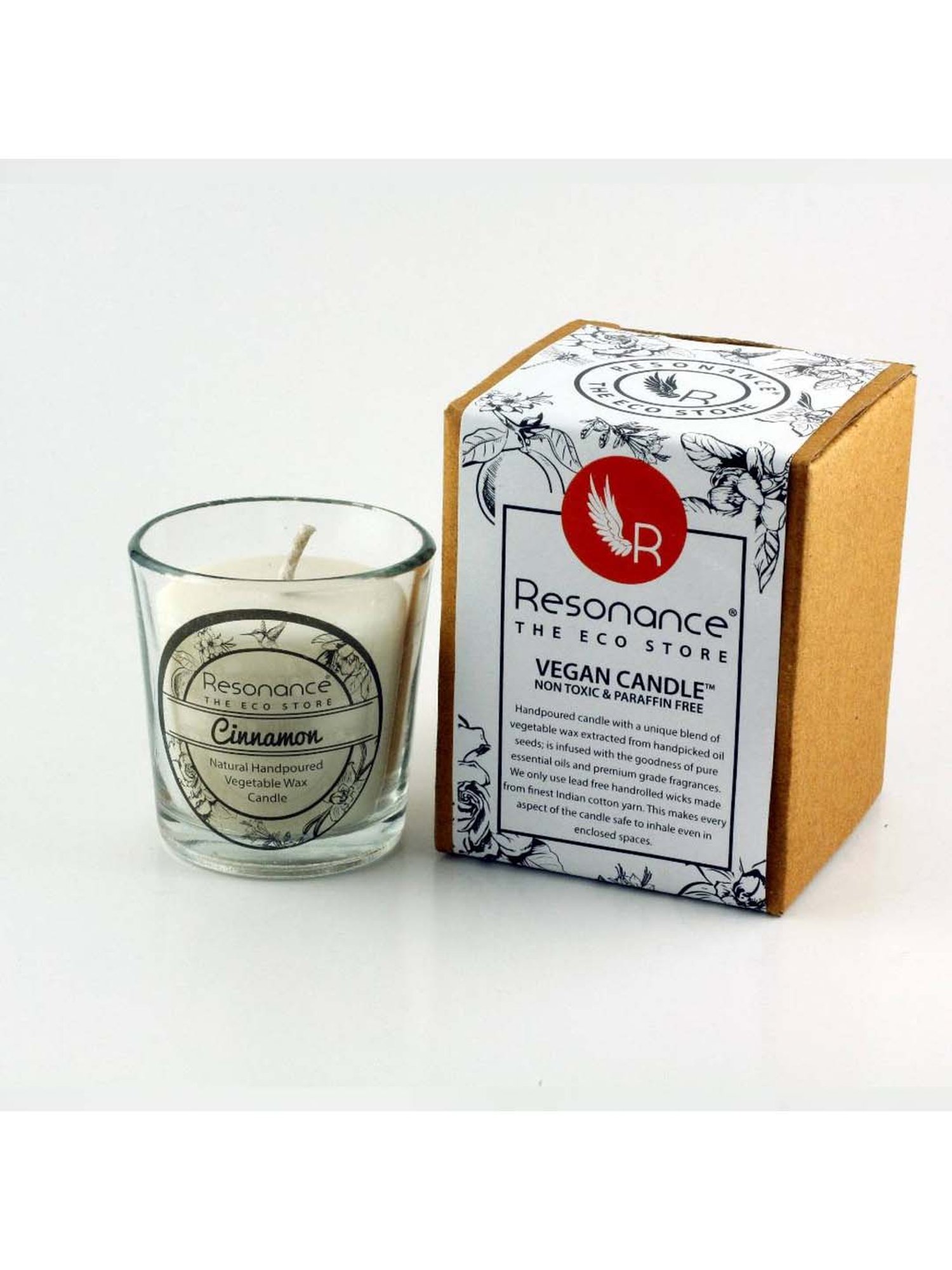 RESONANCE White Soy Wax Scented Aromatic VEGAN Candles (Cinnamon) - Set of 4