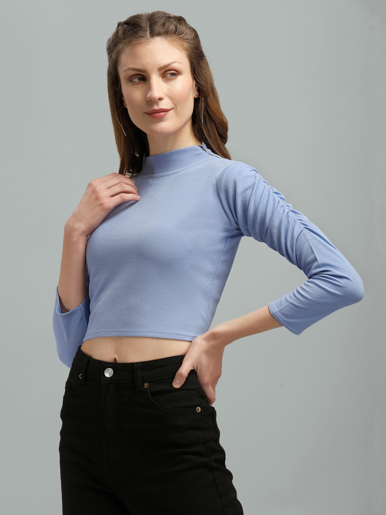 PURVAJA Lavender Regular Fit Crop Top