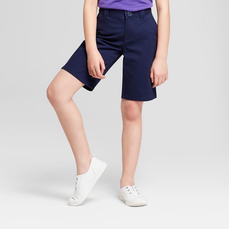 Girls' Chino Uniform Shorts - Cat & Jack™ Navy 7