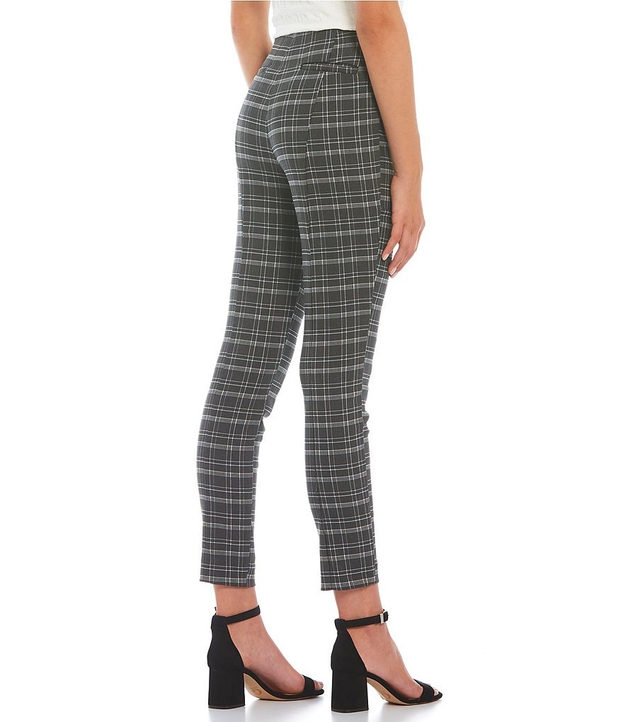 Takara High-Rise Pull-On Plaid Pants
