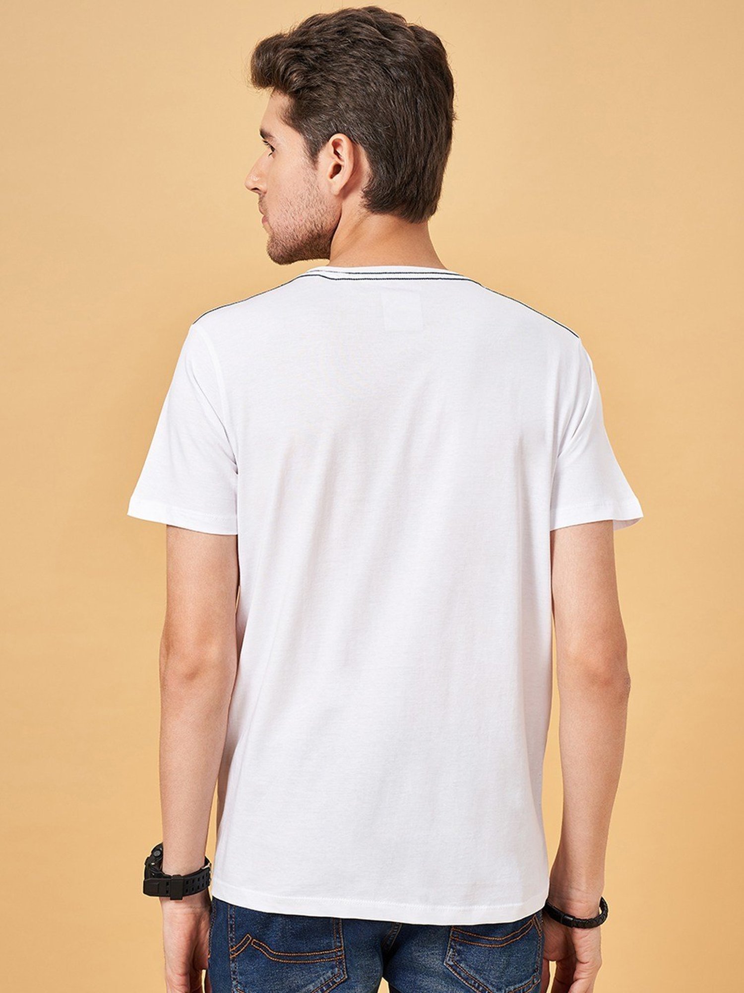 Sf Jeans By Pantaloons White Slim Fit T-Shirt