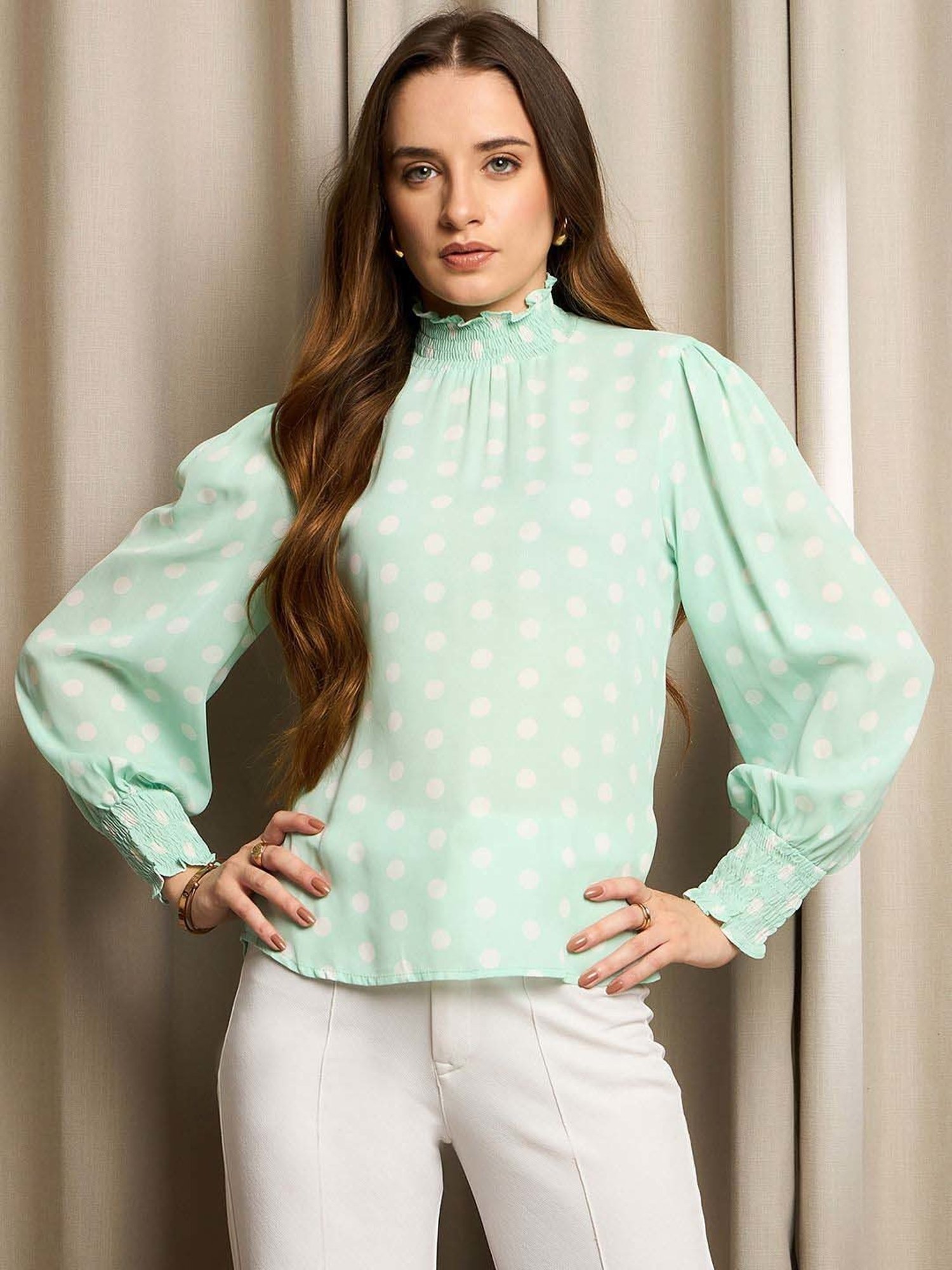 Rare Sea Green Printed Top