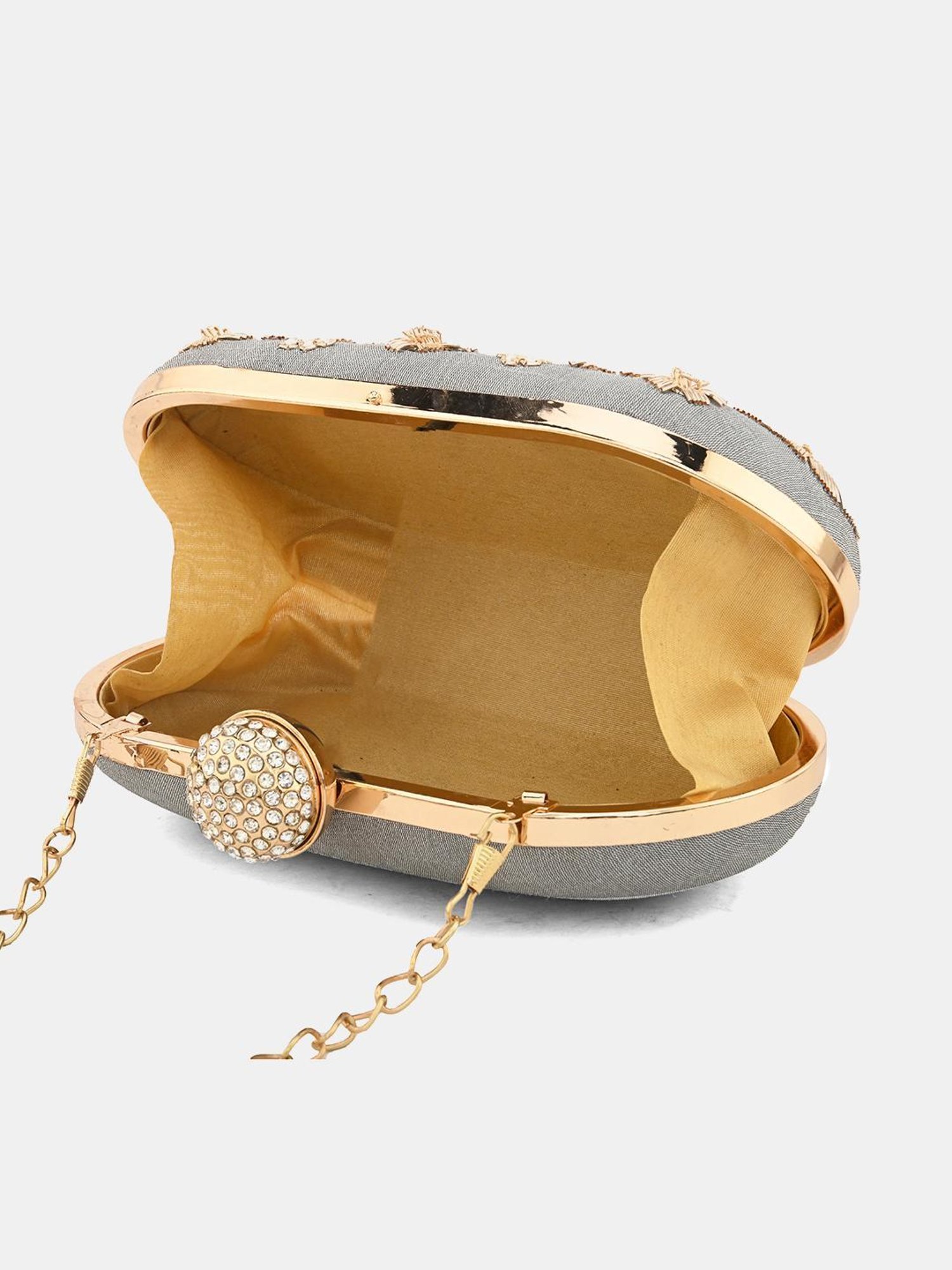 Gaurapakhi Grey Embroidered Clutch