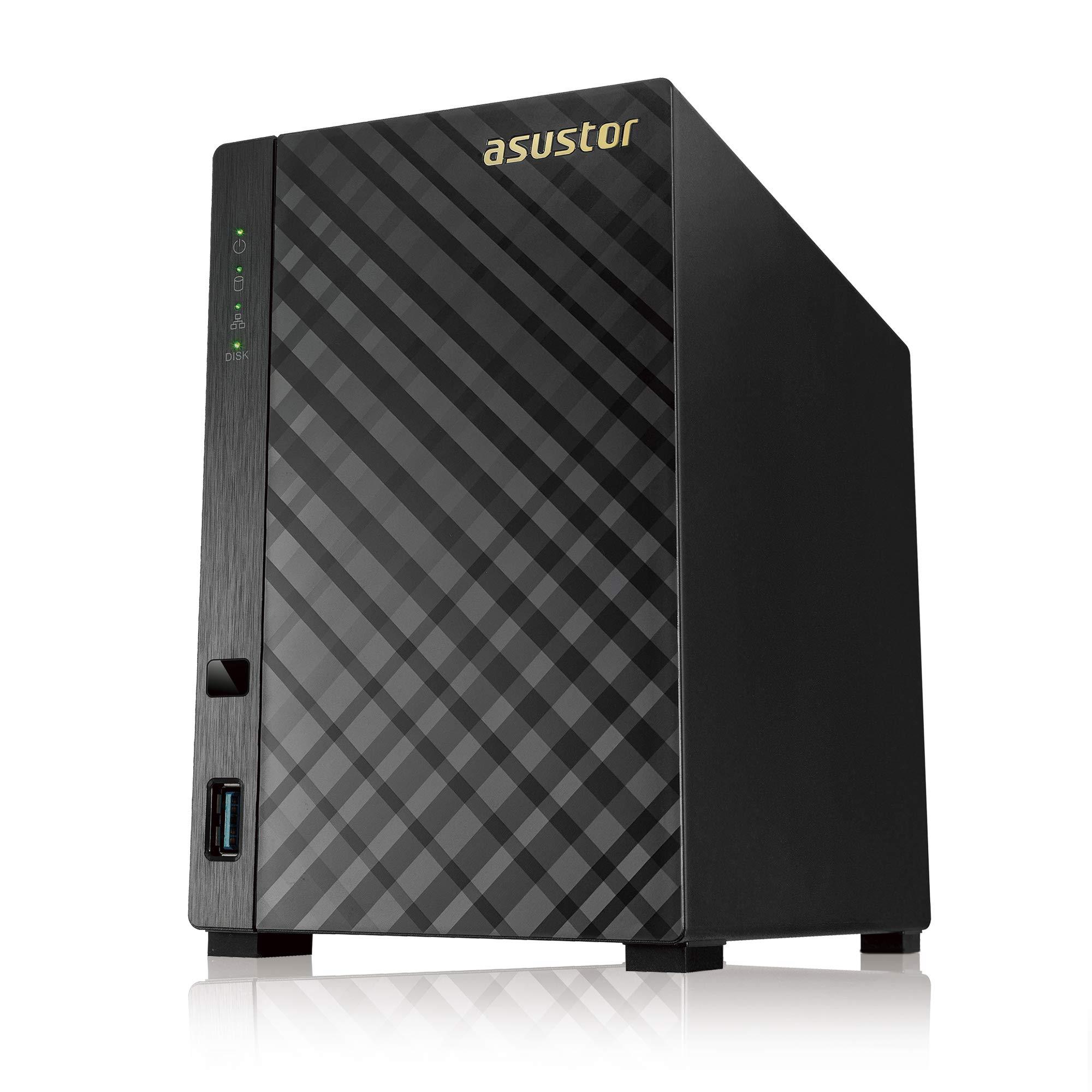 Asustor AS3102T v2 | Network Attached Storage + Free exFAT License | 1.6GHz Dual-Core, 2GB RAM | Personal Private Cloud | Home Media Server (2 Bay Diskless NAS)