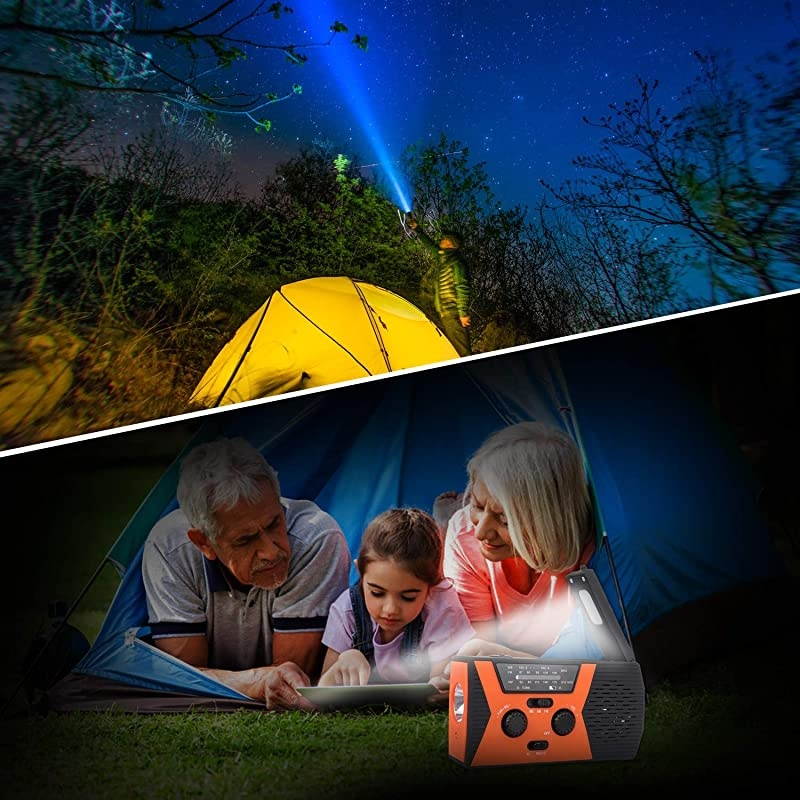 2020 Upgraded Emergency Solar Hand Crank Radio,  Hand Crank AM/FM/NOAA Weather Radio with Flashlight, Reading Lamp, 2000mAh Power Bank,USB Cell Phone Charger and SOS Alarm