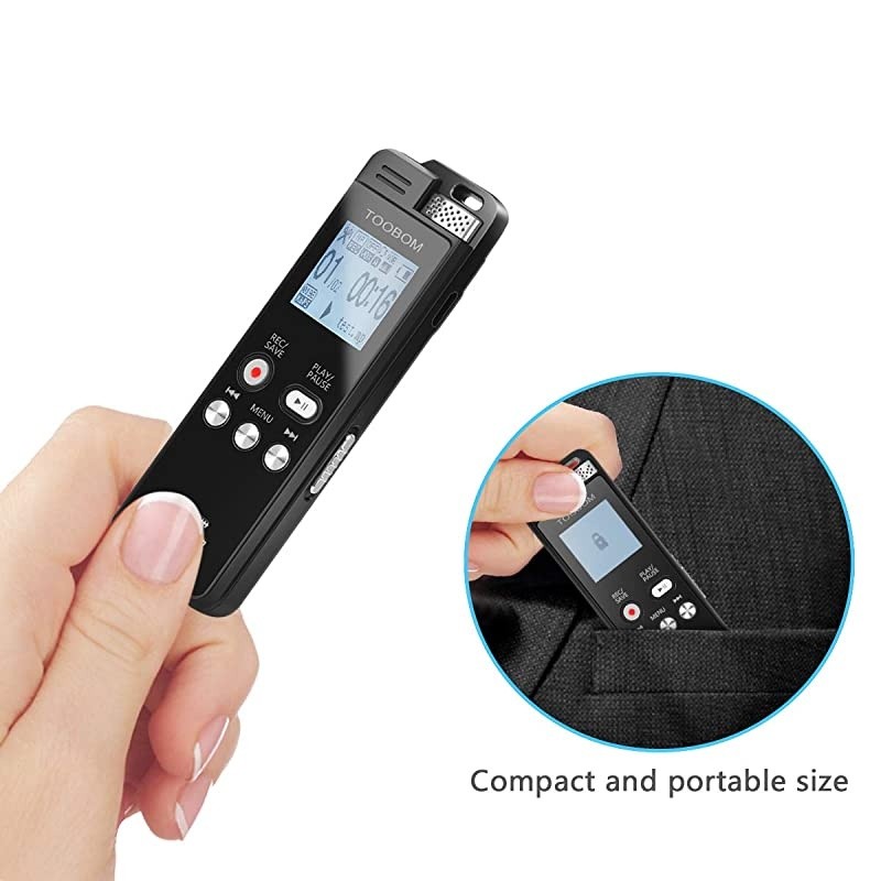 16GB Voice Recorder  1536kbps Digital Voice Activated Recorder with Playback 2020 Upgraded Sound Audio Recorder Line in for LecturesMeetingsInterviewsPasswordSupports128GB TF Card Dark
