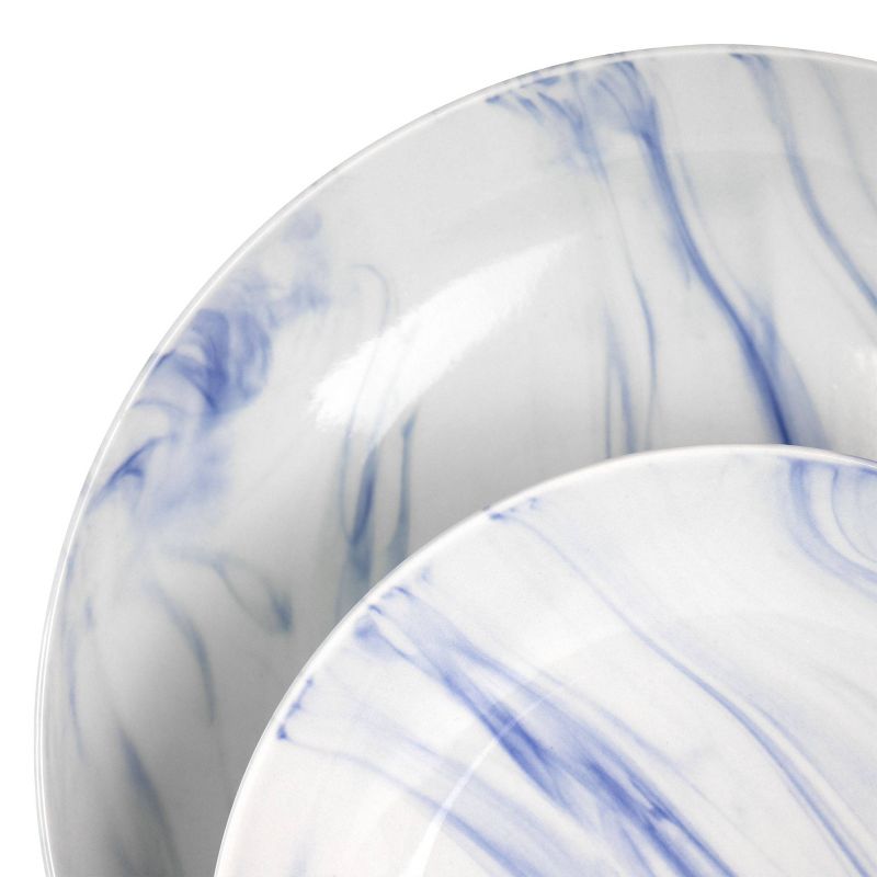 16pc Stoneware Fine Marble Dinnerware Set Blue/White Blue/White - Elama