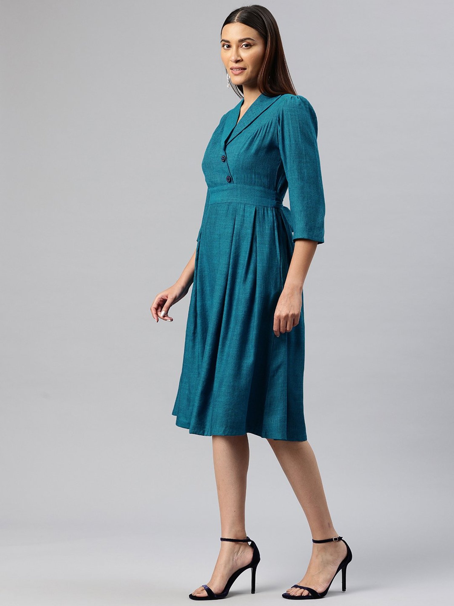 Cottinfab Blue A Line Dress
