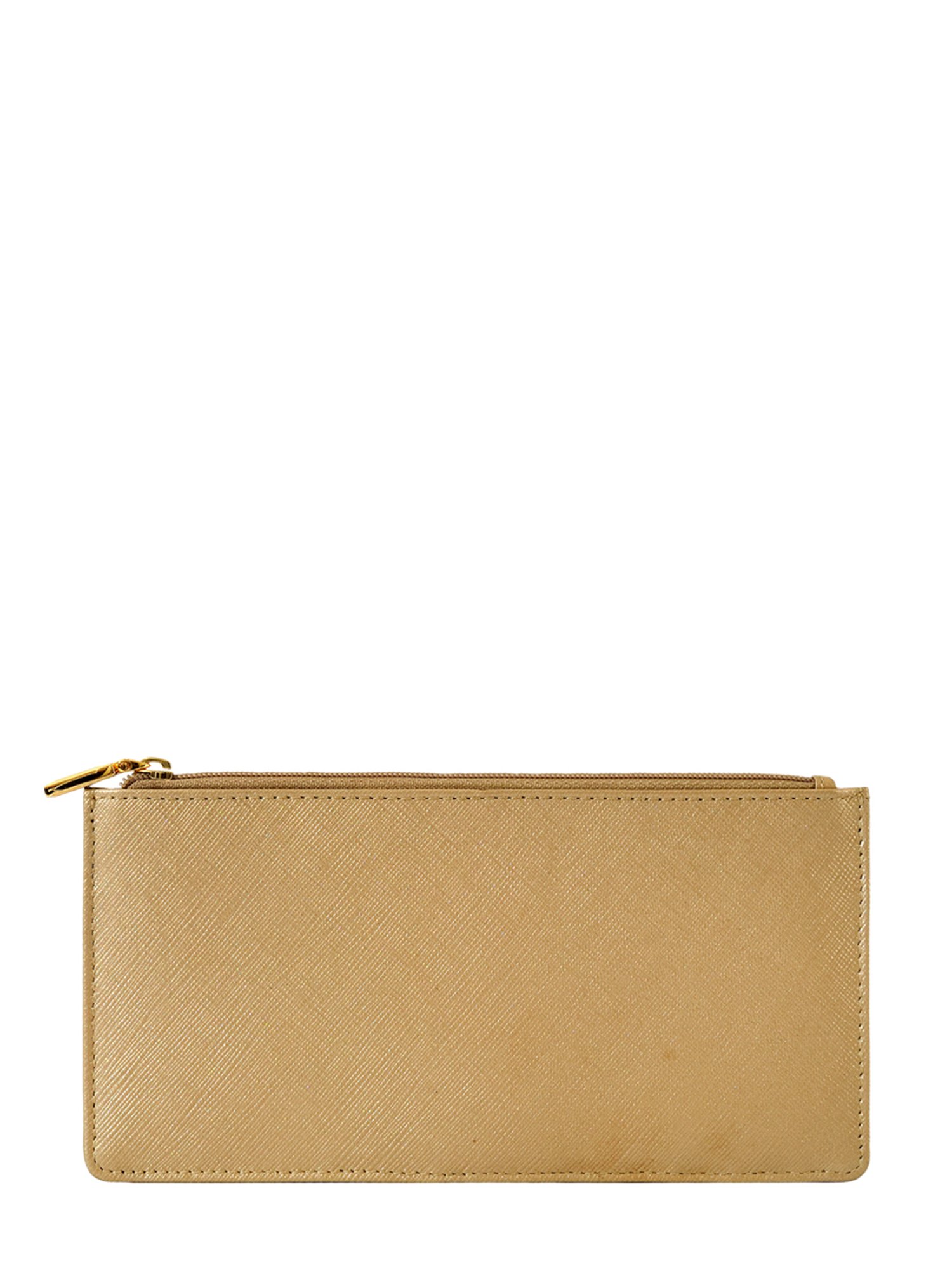 Eske Light Gold Textured Leather Bi-Fold Wallet for Women