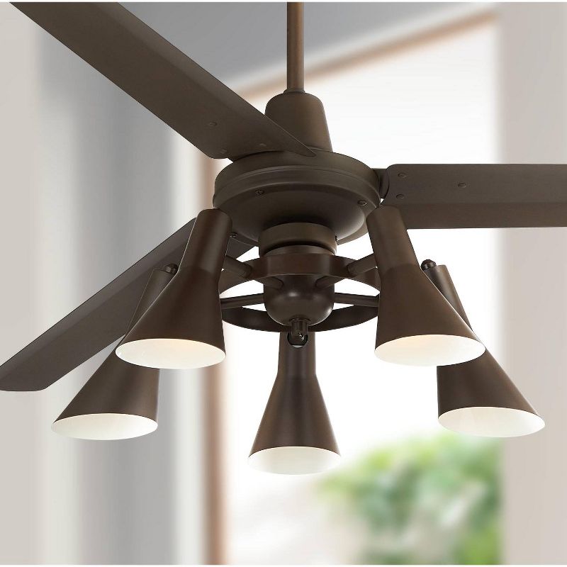 60" Casa Vieja Industrial Retro Ceiling Fan with Light LED Dimmable Remote Oil Rubbed Bronze Adjustable Head for Living Room