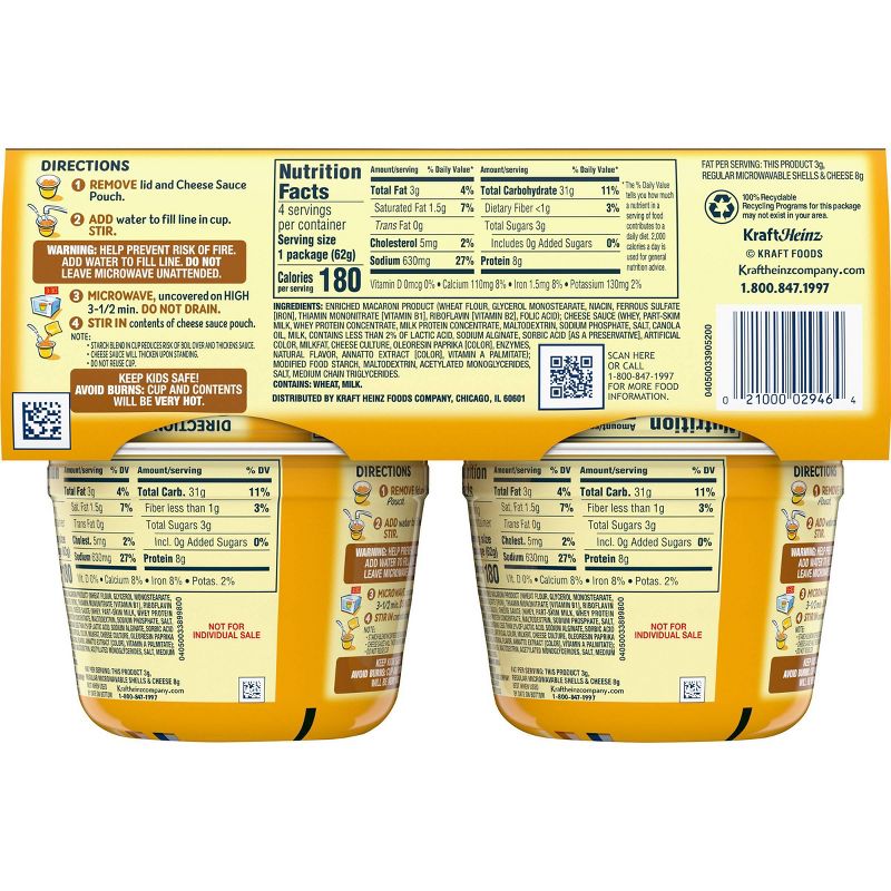 Velveeta 2% Milk Shells & Cheese Cups 2.19oz 4 pk