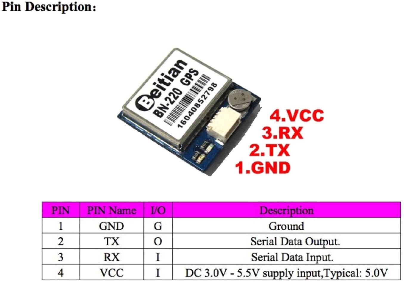 BN-220 Dual GPS Glonass Module Navigation TTL Level 9600bps + GPS Passive Antenna for Arduino Raspberry Pi Pixhawk F3 CC3D Betaflight F4 Flight Control Geekstory