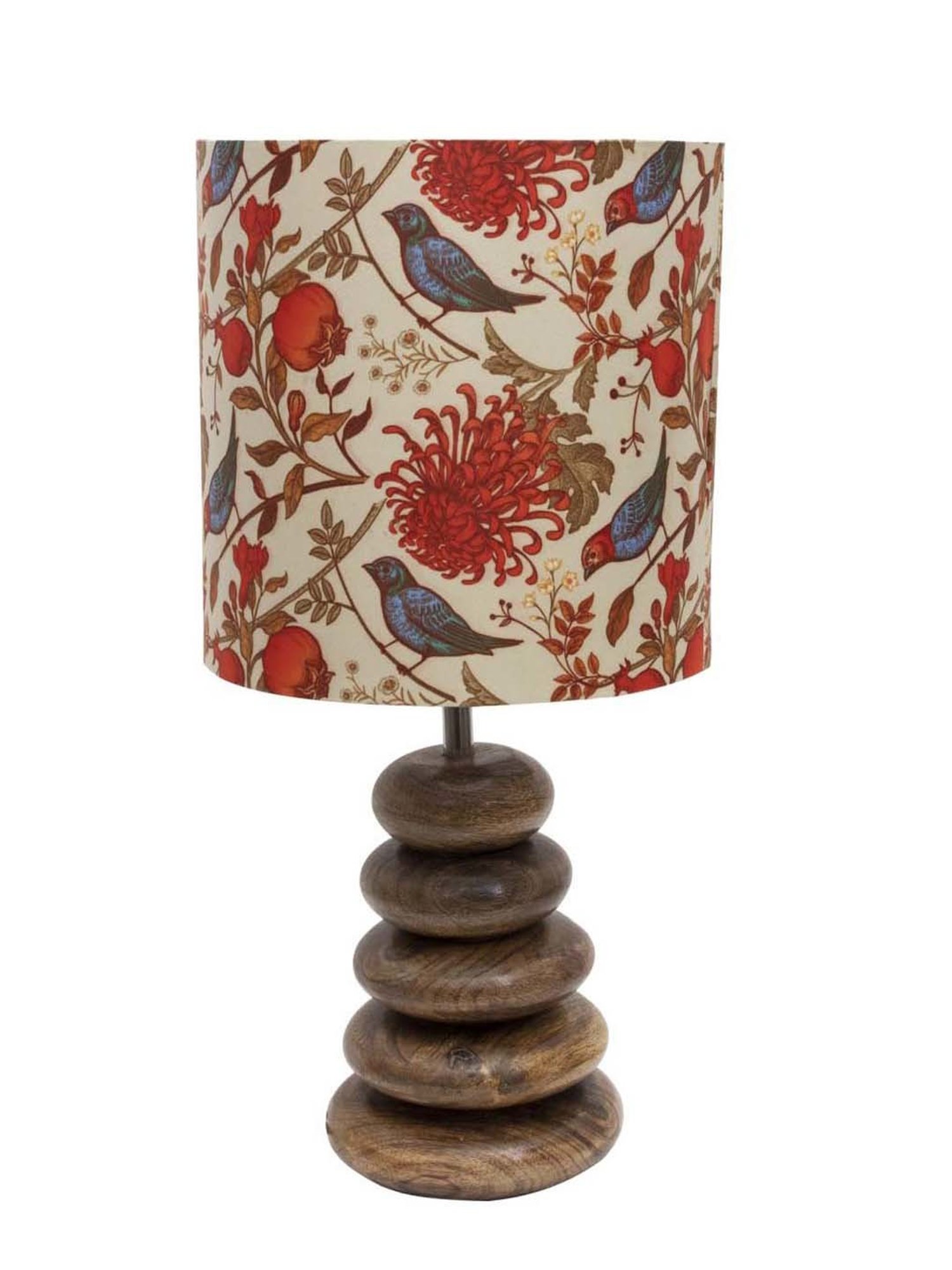 Homesake Beige & Brown Wood Bedside Desk Nightstand Table Lamp