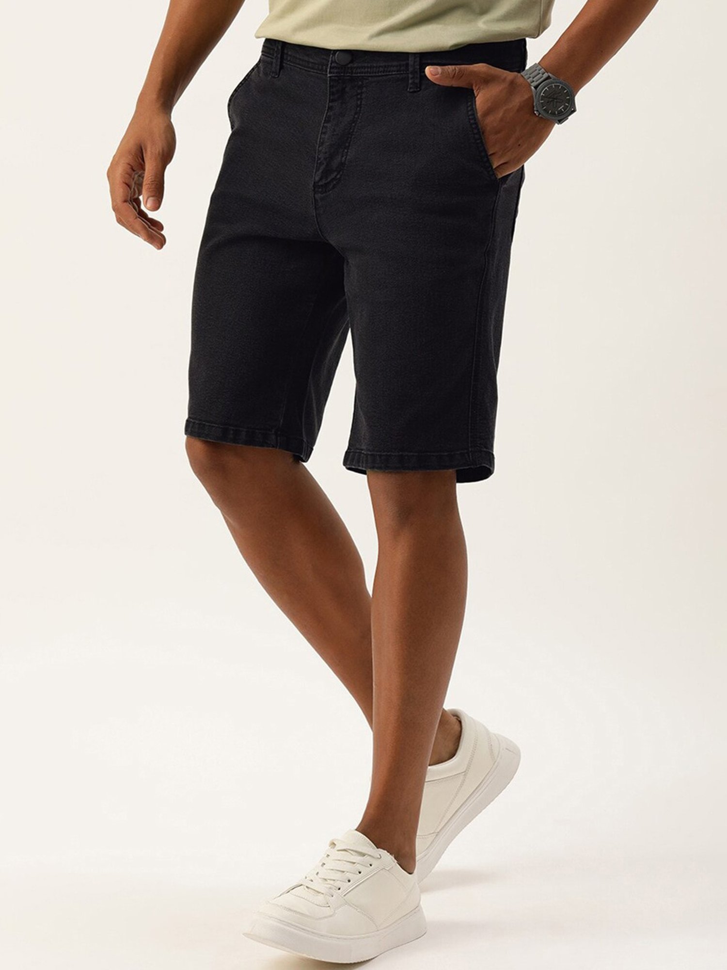 IVOC Dark Grey Regular Fit Denim Shorts