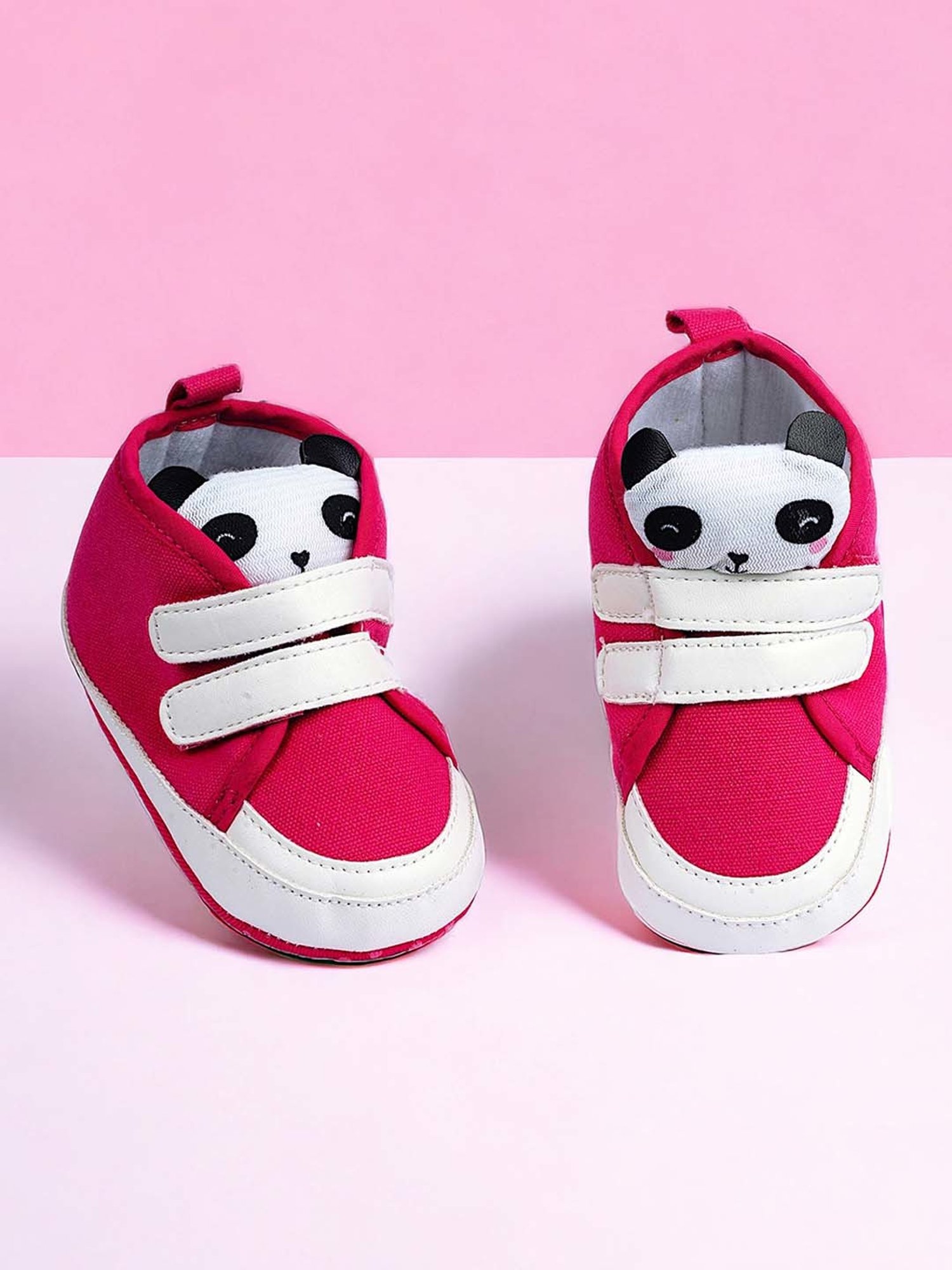 Baby Moo Kids Pink & White Velcro Shoes