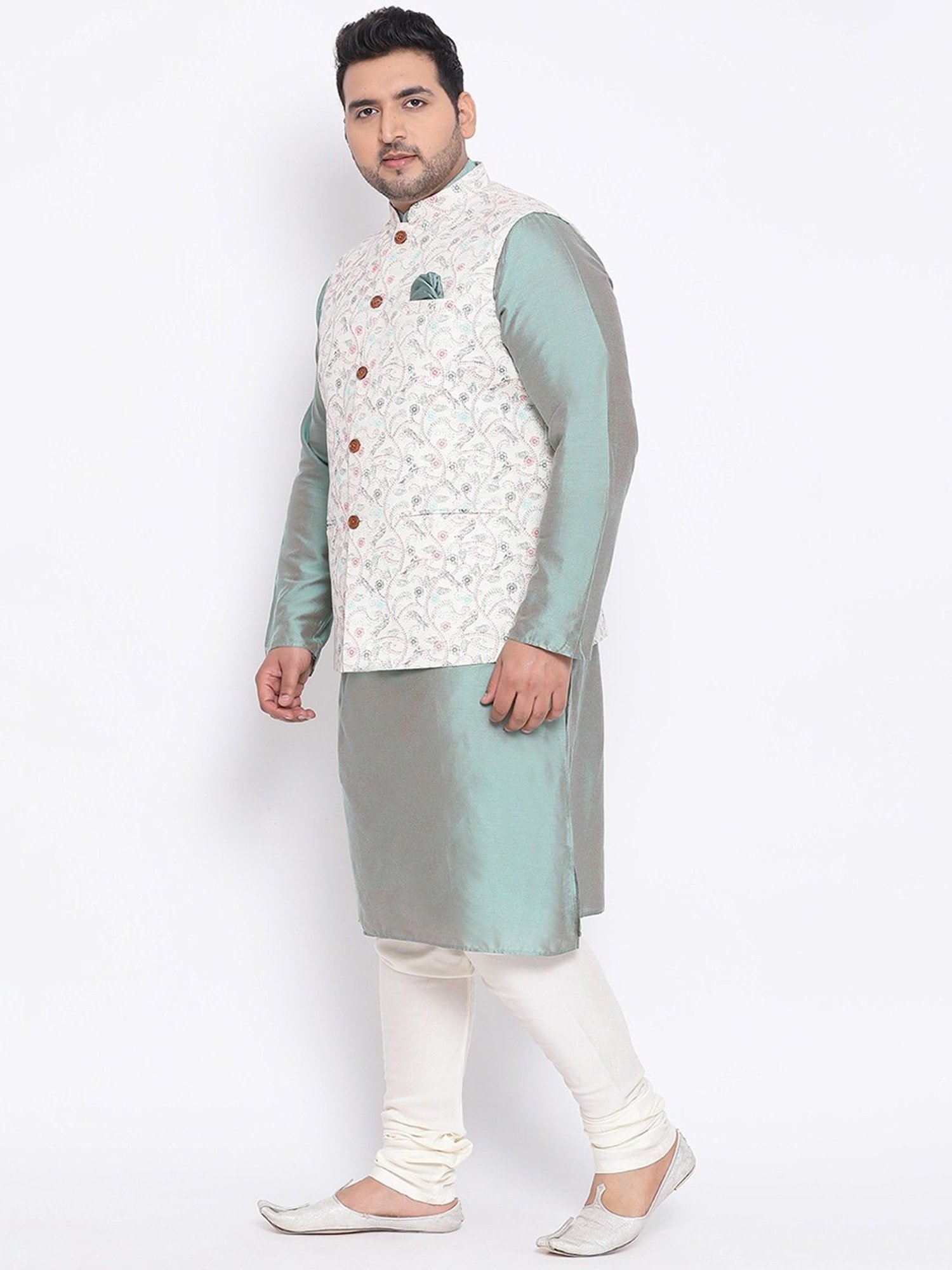 Sanwara Sea Green & White Cotton Regular Fit Chikankari Kurta Bottom Set