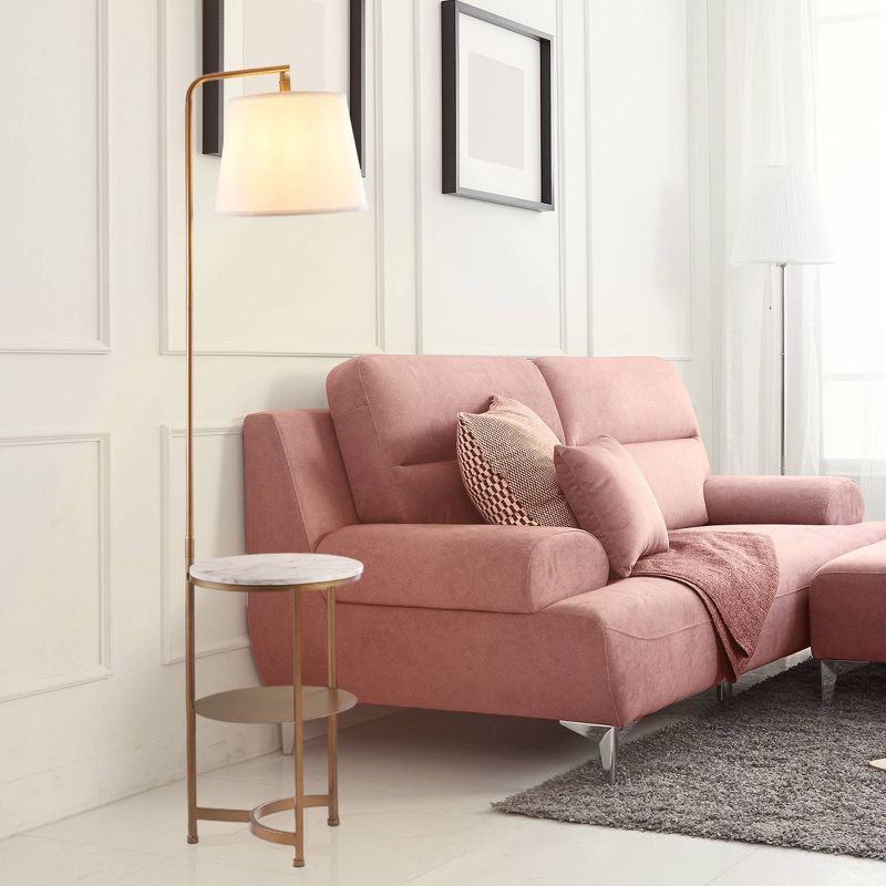 64" Taelyn Contemporary Floor Lamp with Table and Built-In USB Copper/White Marble - Versanora