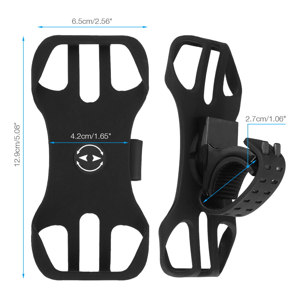 Universal Bike Cell Phone Silicone Mount Holder Motorcycle Bicycle Scooter Handlebar Phones Protect Mounts, Black