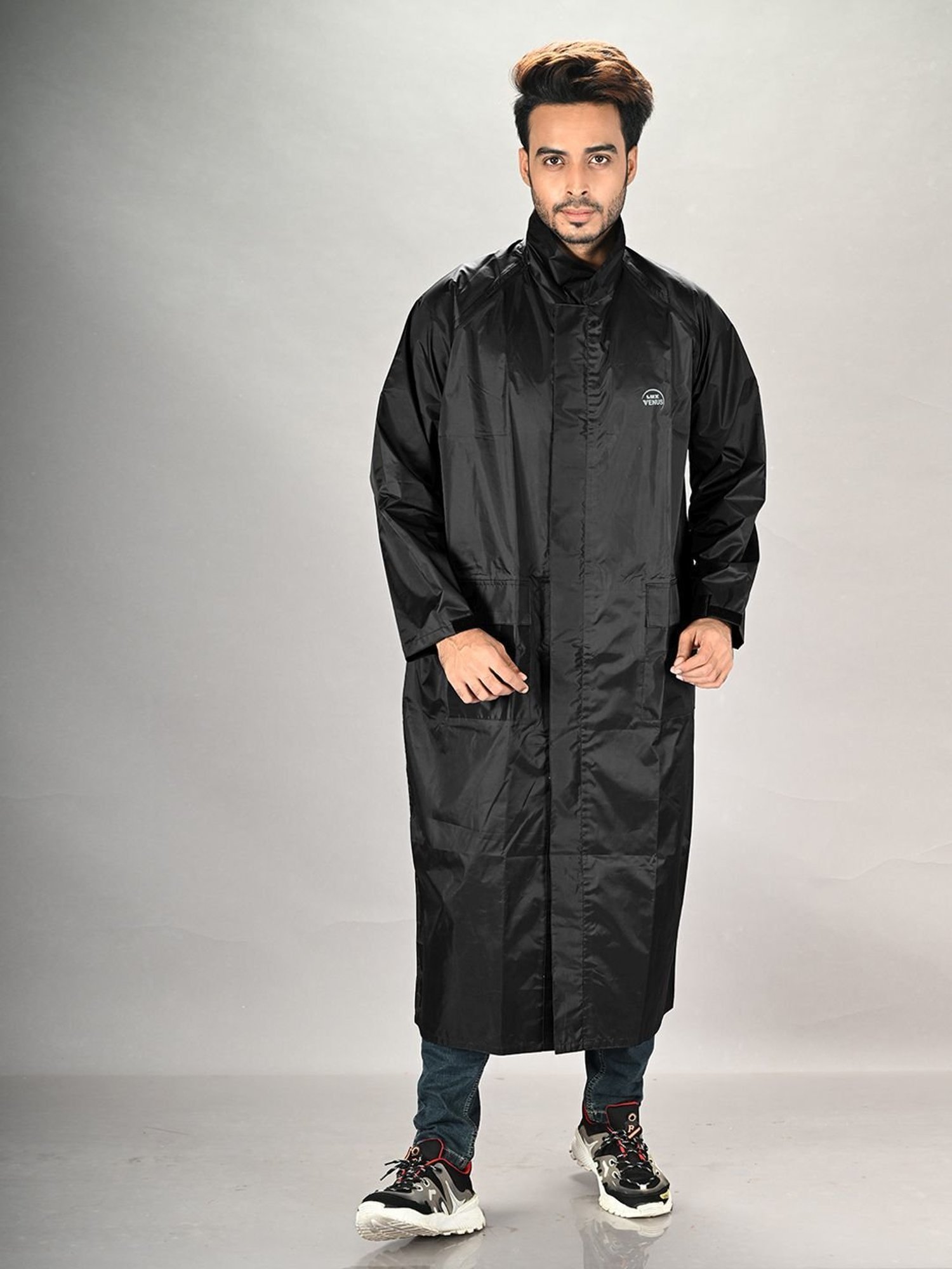 Lux Venus Black Regular Fit Rainwear Jacket