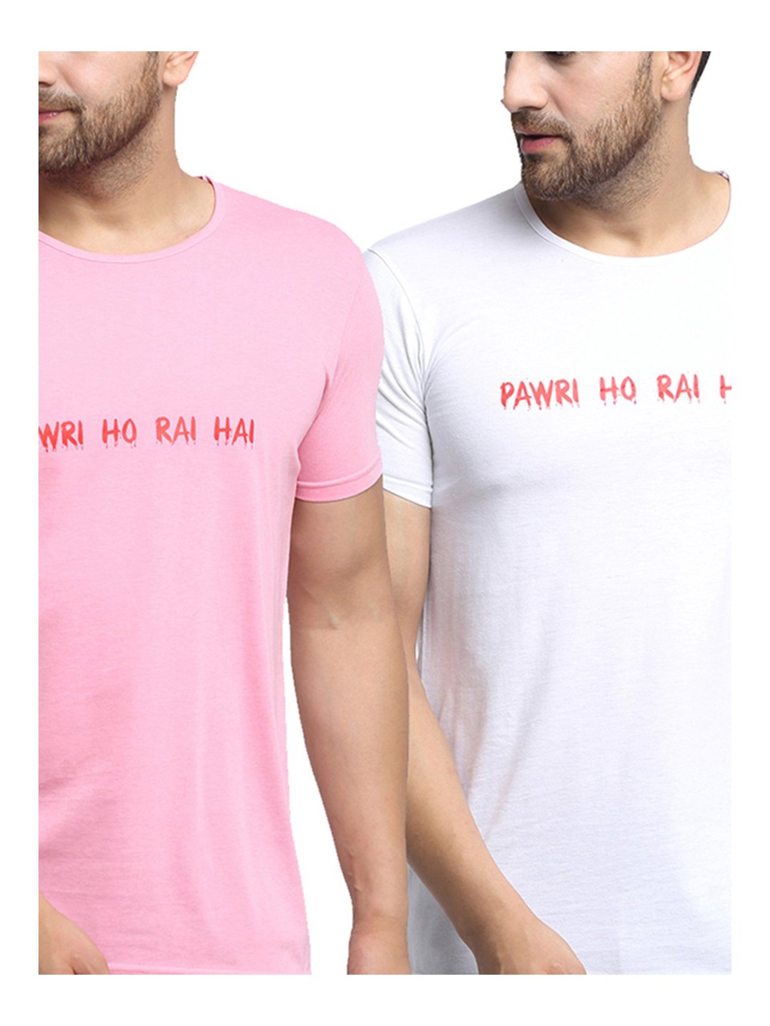 Vimal Jonney Pink & White Printed T-Shirt - Pack of 2