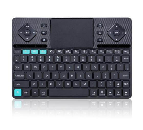 Rii K16 Dual-mode Bluetooth & RF wireless ultra slim rechargable multimedia Backlit Keyboard with touchpad mouse and aluminium cover for PC, Tablets, Smart TV, Android TV Box, Windows.