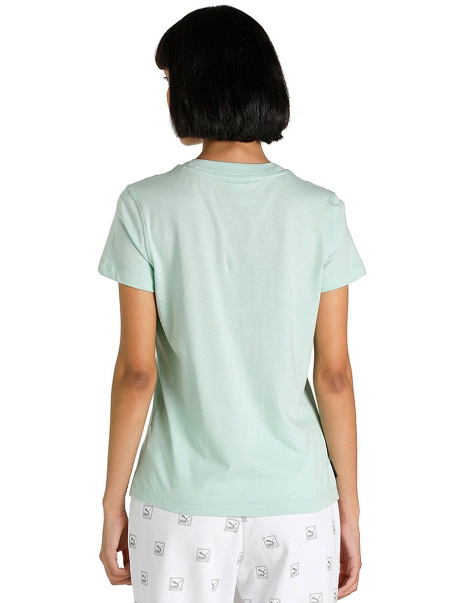 Puma Sage Green Cotton Printed T-Shirt