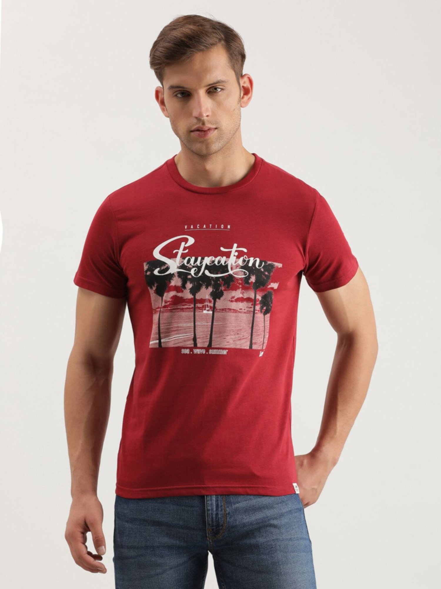 Lee Red Slim Fit Graphic Print Crew T-Shirt