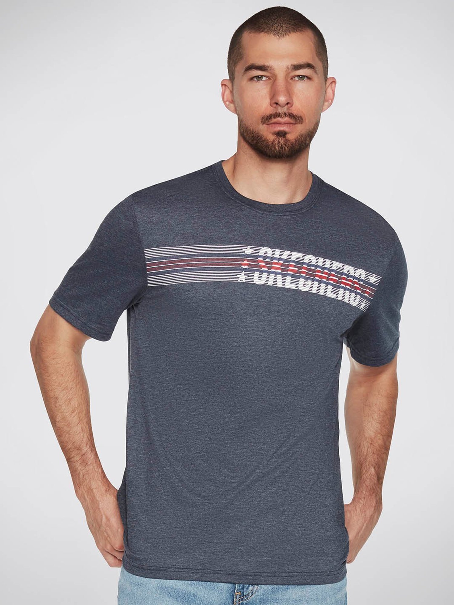 Skechers Navy Relaxed Fit Printed Crew T-Shirt