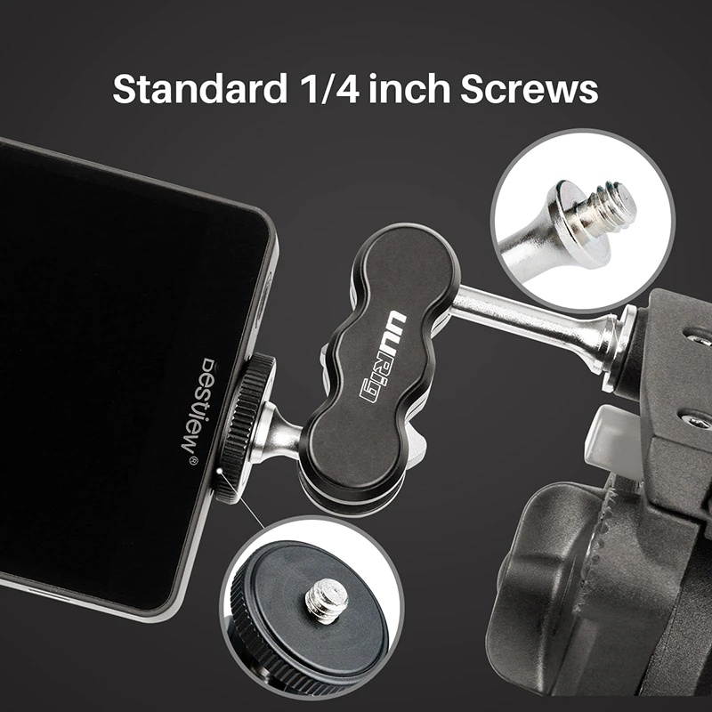 UURig R002 Tripod Magic Arm with Dual Ballhead Articulating 1/4'' Screw Universal Camera Video Monitor Mount Adapter