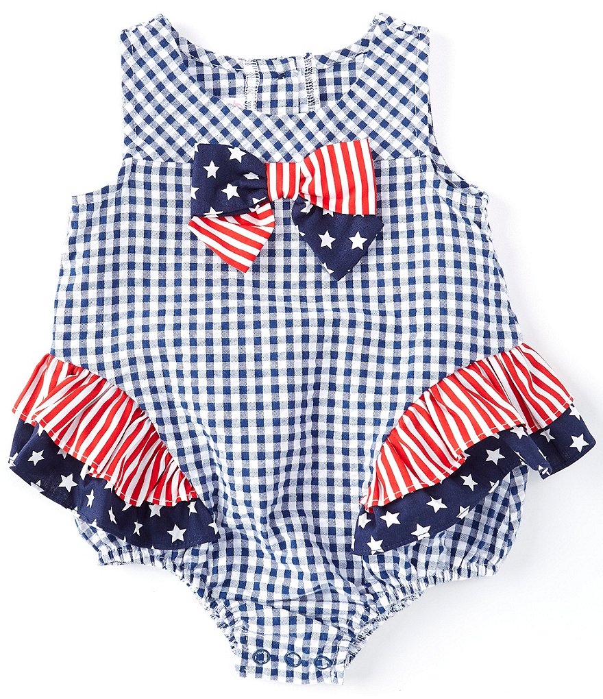 Bonnie Baby Baby Girls Newborn-9 Months Americana Checked Seersucker Bodysuit