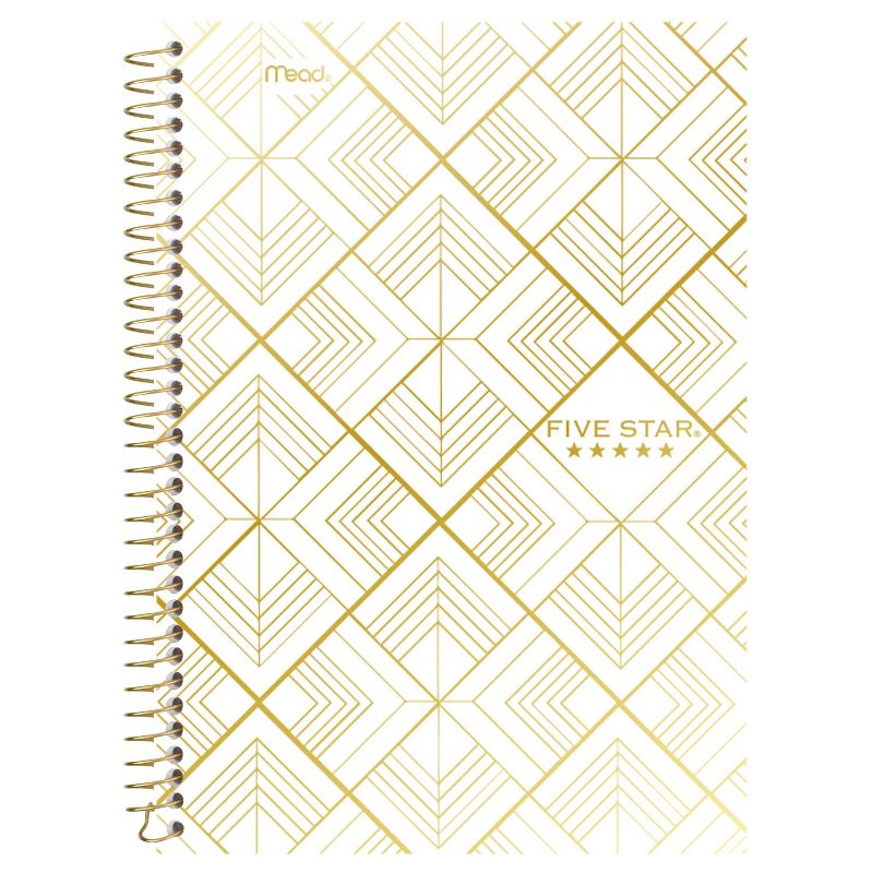 Five Star 100 sheet 2 Subject College Ruled Spiral Notebook Style Metallic Geo Small White Diamonds