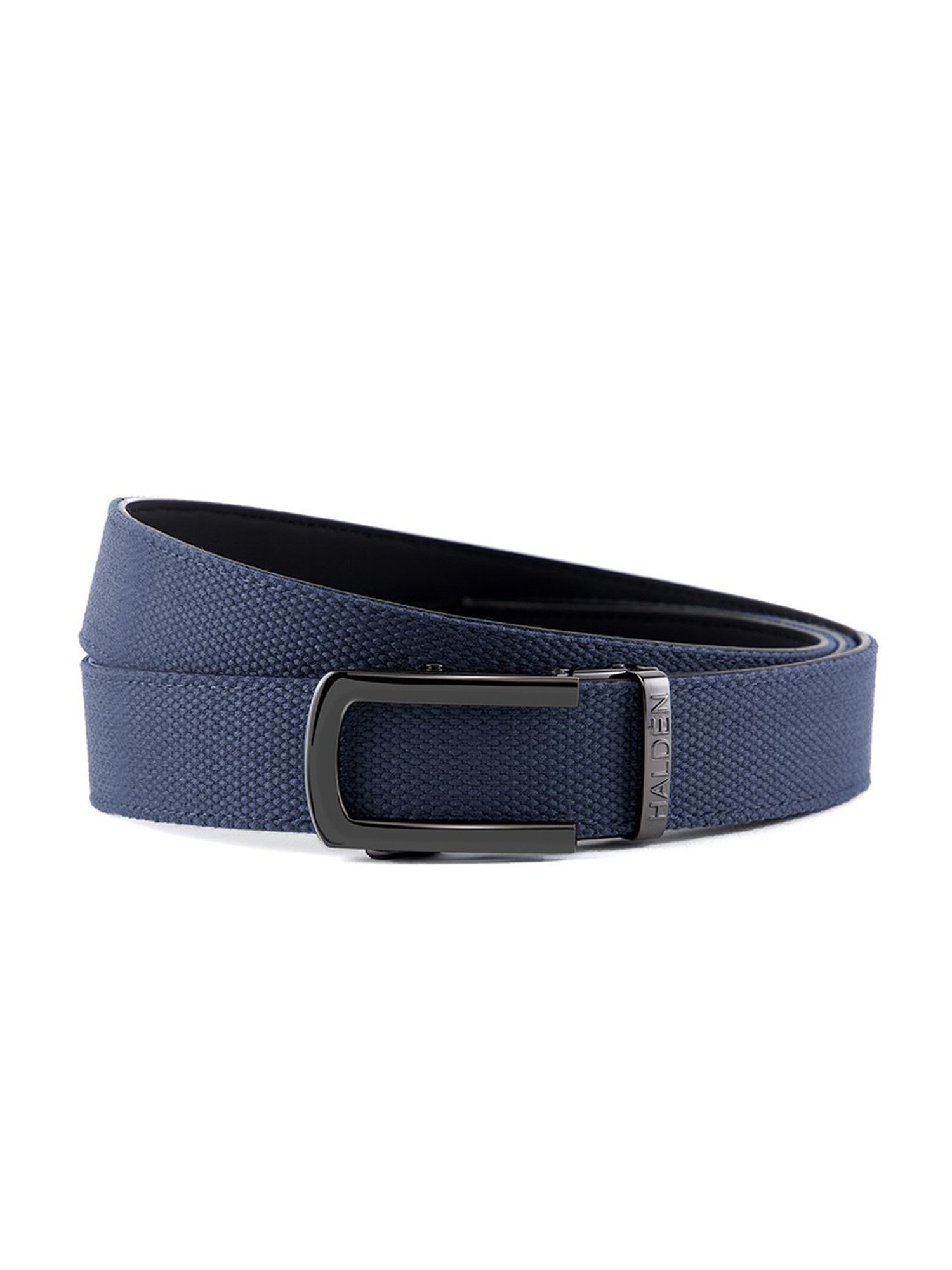 Halden Blue Woven Casual Belt With Classic Silver Glossy Buckle