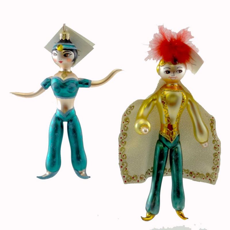 Laved Italian Ornaments Aladino E Jasmine Musical Genie Princess  -  Tree Ornaments