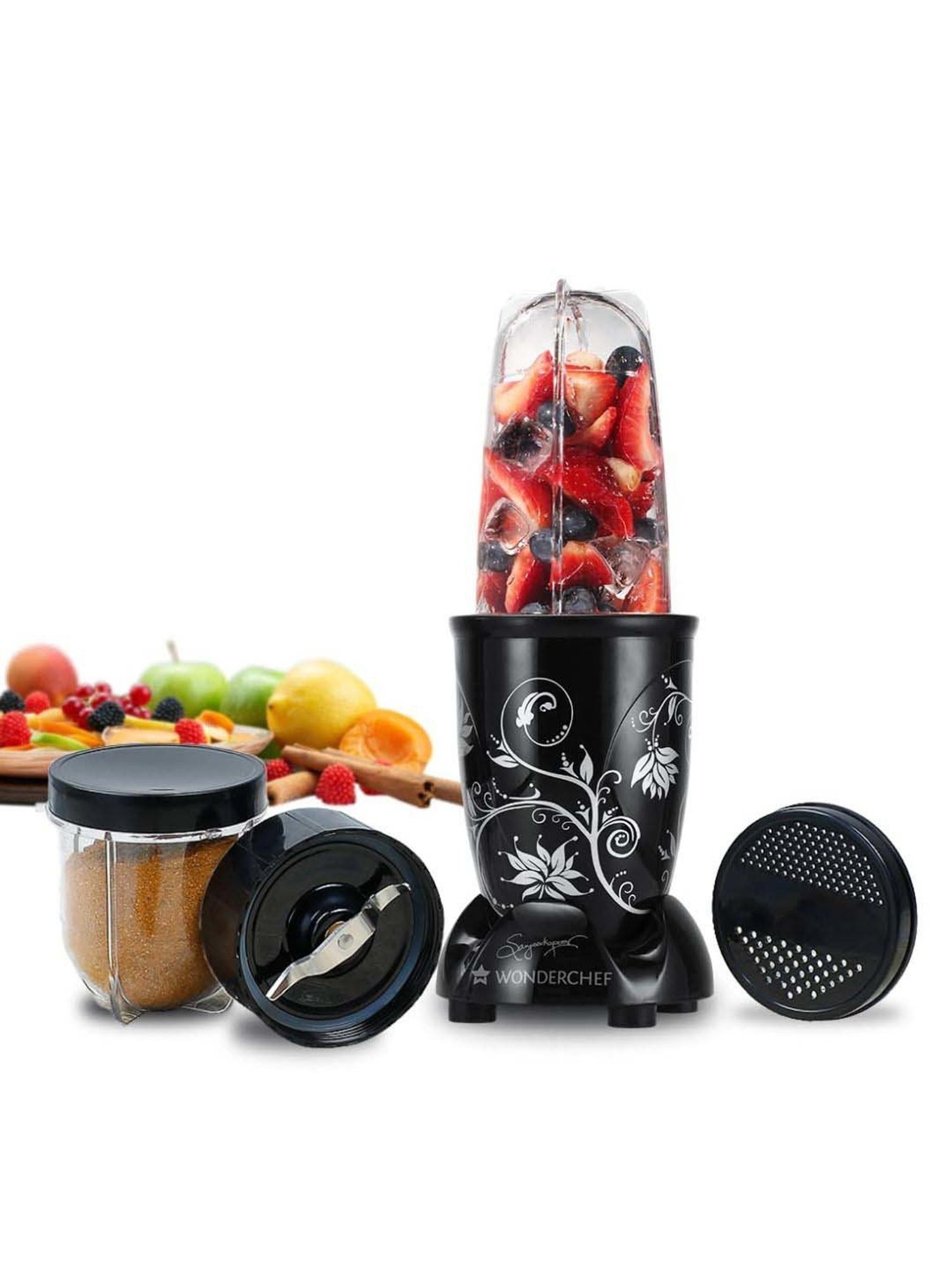 Wonderchef Nutri-Blend 22000 RPM Mixer-Grinder with 2 Unbreakable Jars (500W, Black)