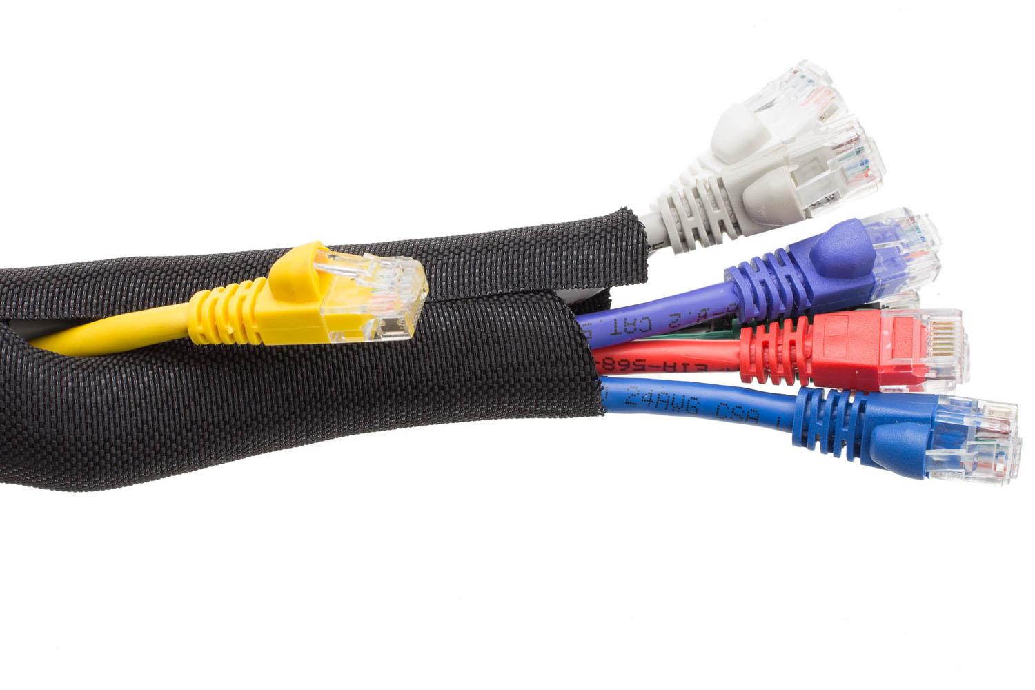 Offex 3/4" Diameter Split Woven Cable Management Wrap - 15 Foot