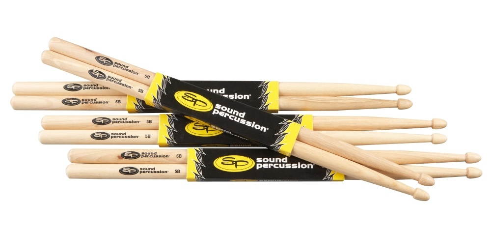 Sound Percussion Labs Hickory Drum Sticks 4-Pack 5B Wood