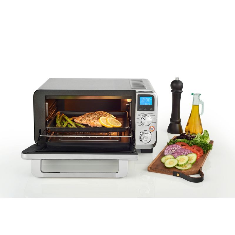 Toshiba MC25CEY-BS 6 Slice Small Stainless Convection Pizza Toaster Oven, Black