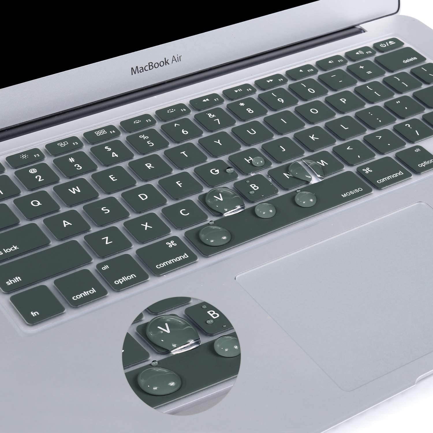 MOSISO Silicone Keyboard Cover Compatible with MacBook Pro 13/15 Inch (with/Without Retina Display, 2015 or Older Version),Older MacBook Air 13 Inch (A1466 / A1369, Release 2010-2017), Midnight Green