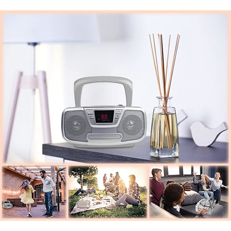 Programmable CD Boombox- Portable Boombox, AM/FM Radio, with Bluetooth Black CDB232BT