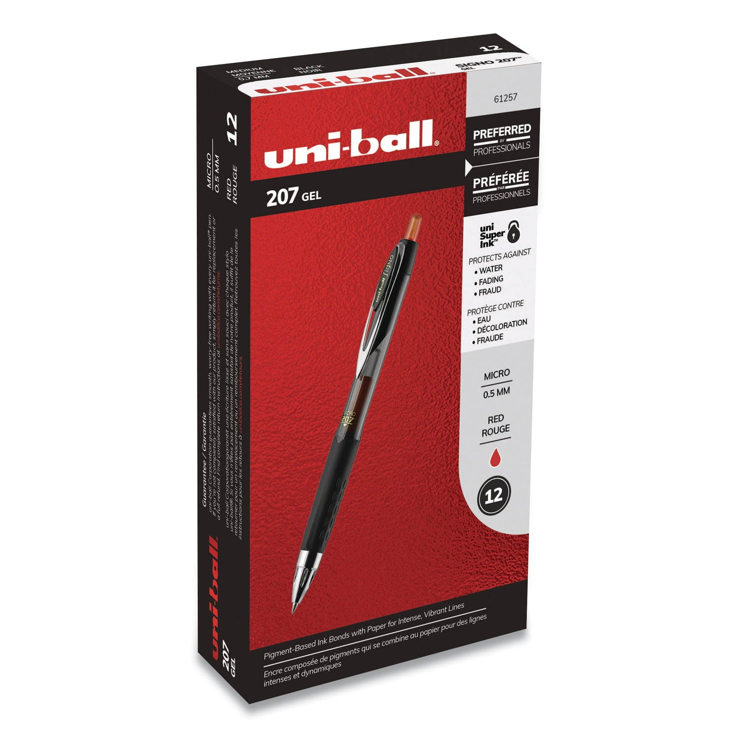 uni-ball Signo 207 Retractable Gel Pen ,PEN,UNI-BALL 207 GEL,RD