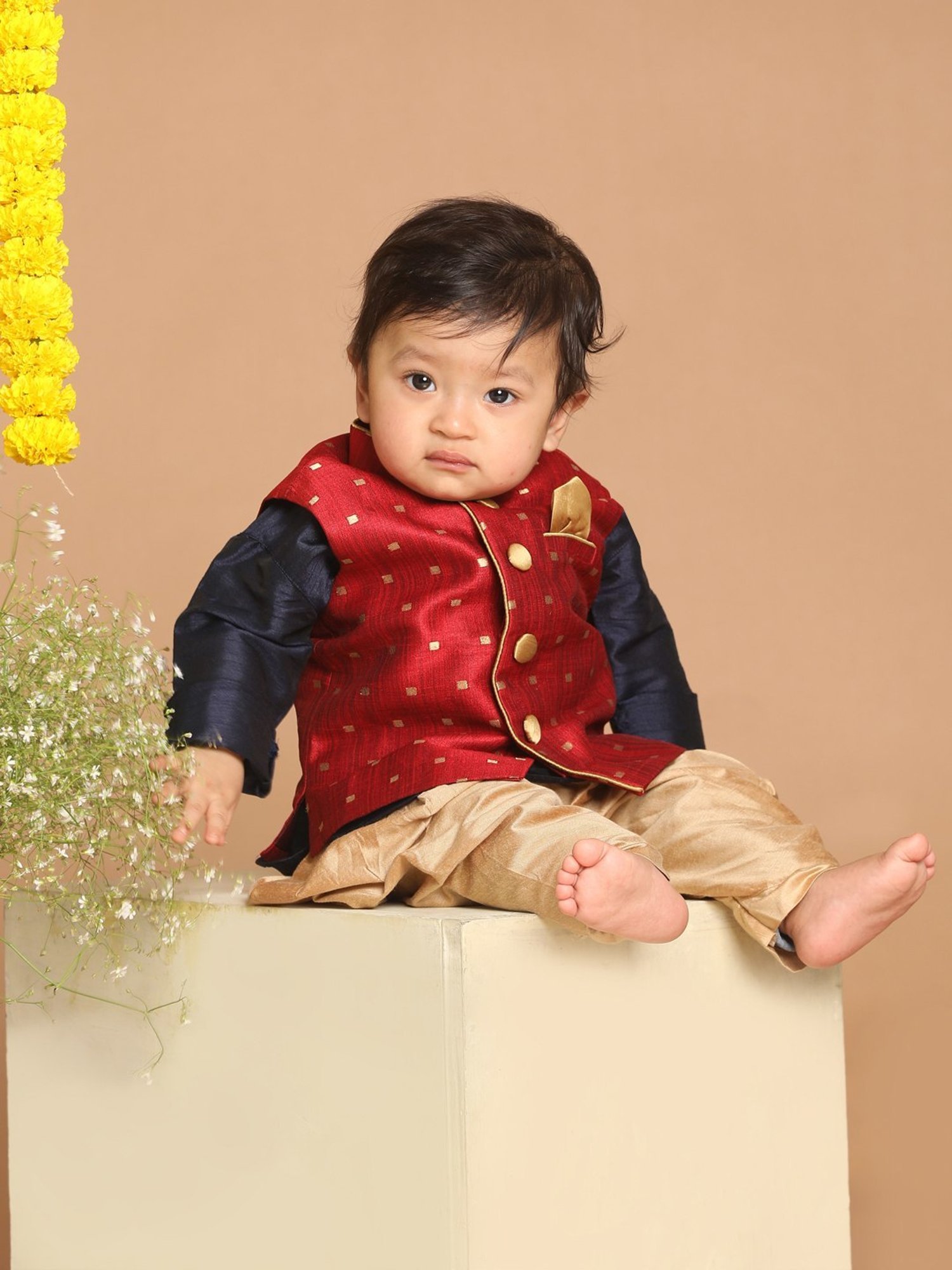 VASTRAMAY SISHU Maroon & Navy Printed Kurta Set