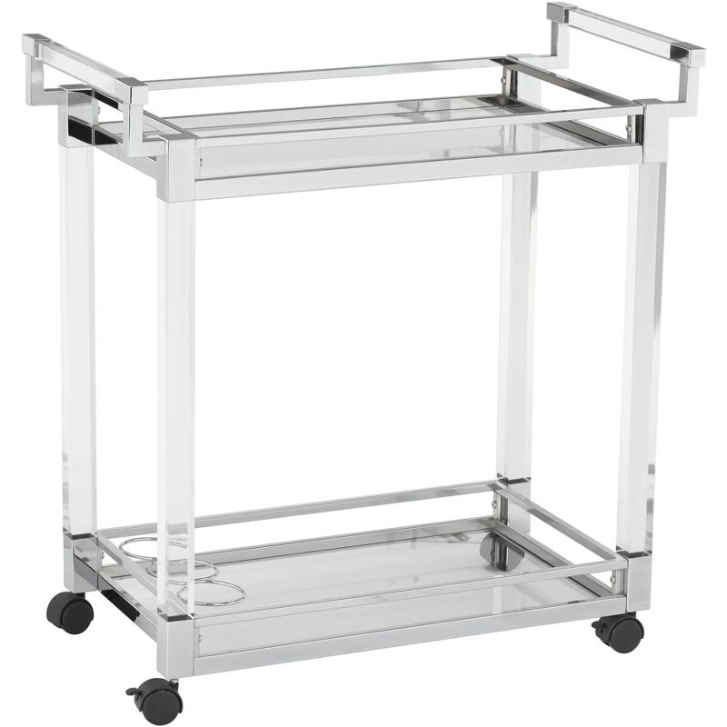 Studio 55D Rossi 32 3/4" Wide Clear Acrylic and Chrome Rolling Serving Bar Cart