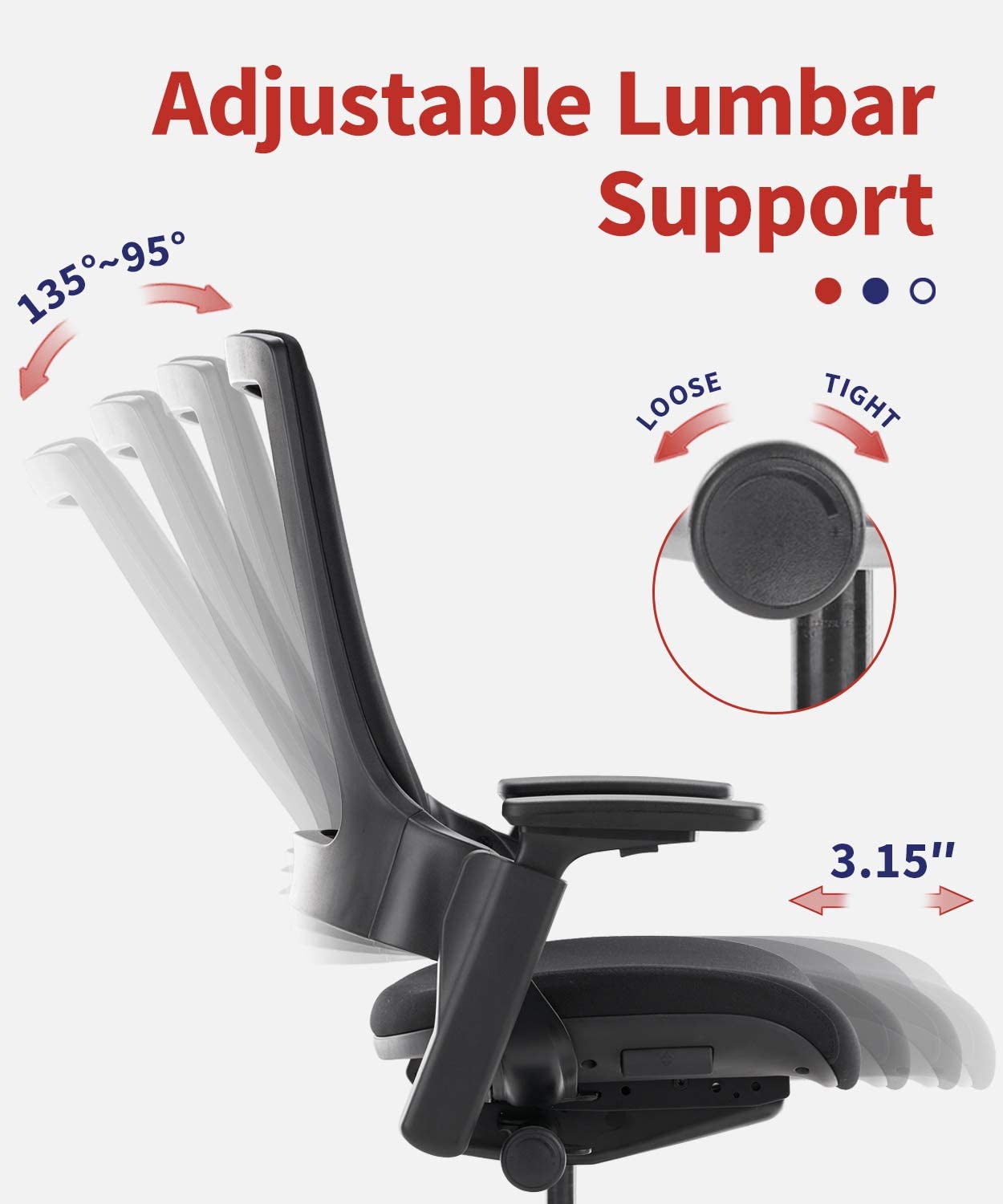 COLAMY Ergonomic High Swivel Executive Chair with Adjustable Height 3D Arm Rest Lumbar Support and Upholstered Back for Home Office Gray New Version