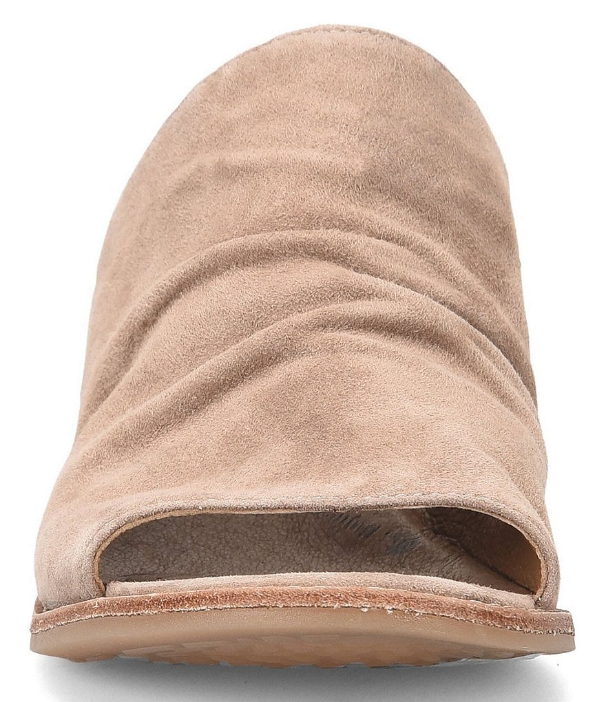 Sofft Netta Suede Stack Heel Peep Toe Mules