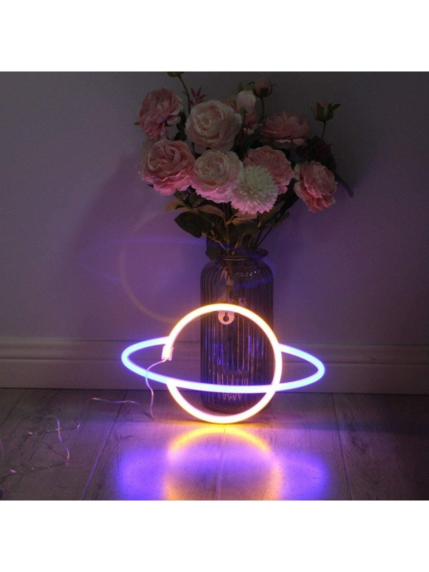 Xergy Neon Signs-Planet Neon Sign Light Decor (White & Blue)