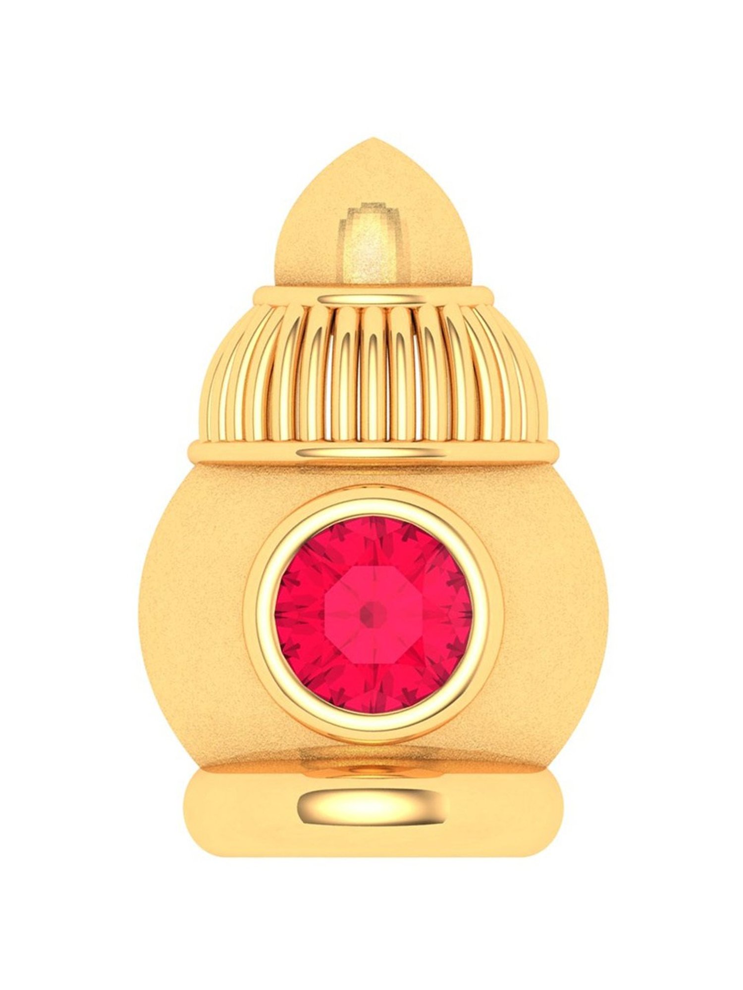 P.C. Chandra Jewellers 18k Gold Sindoor Case Shaped Red Stone Nosepin